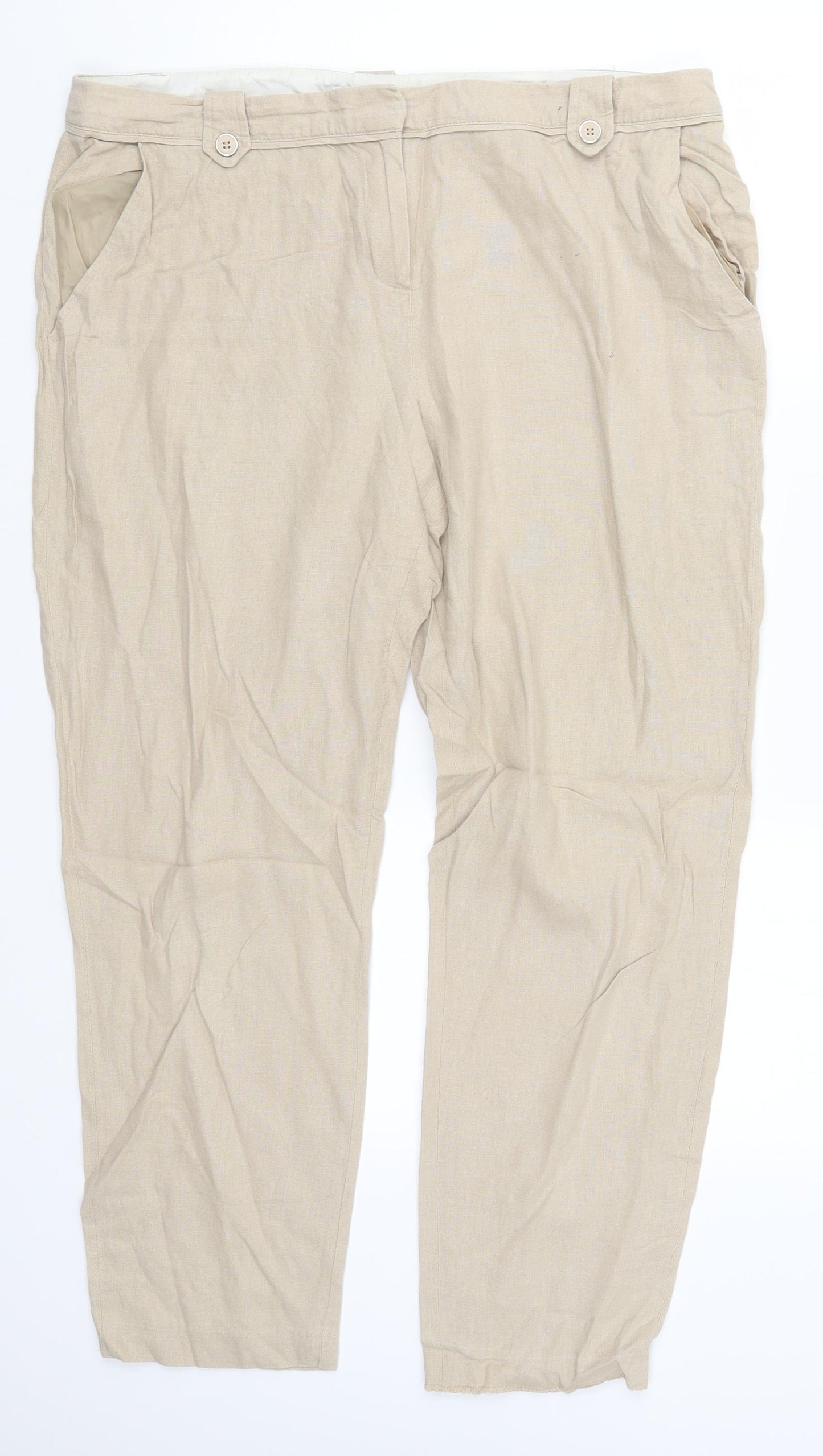 George Womens Beige   Trousers  Size 14 L25.5 in