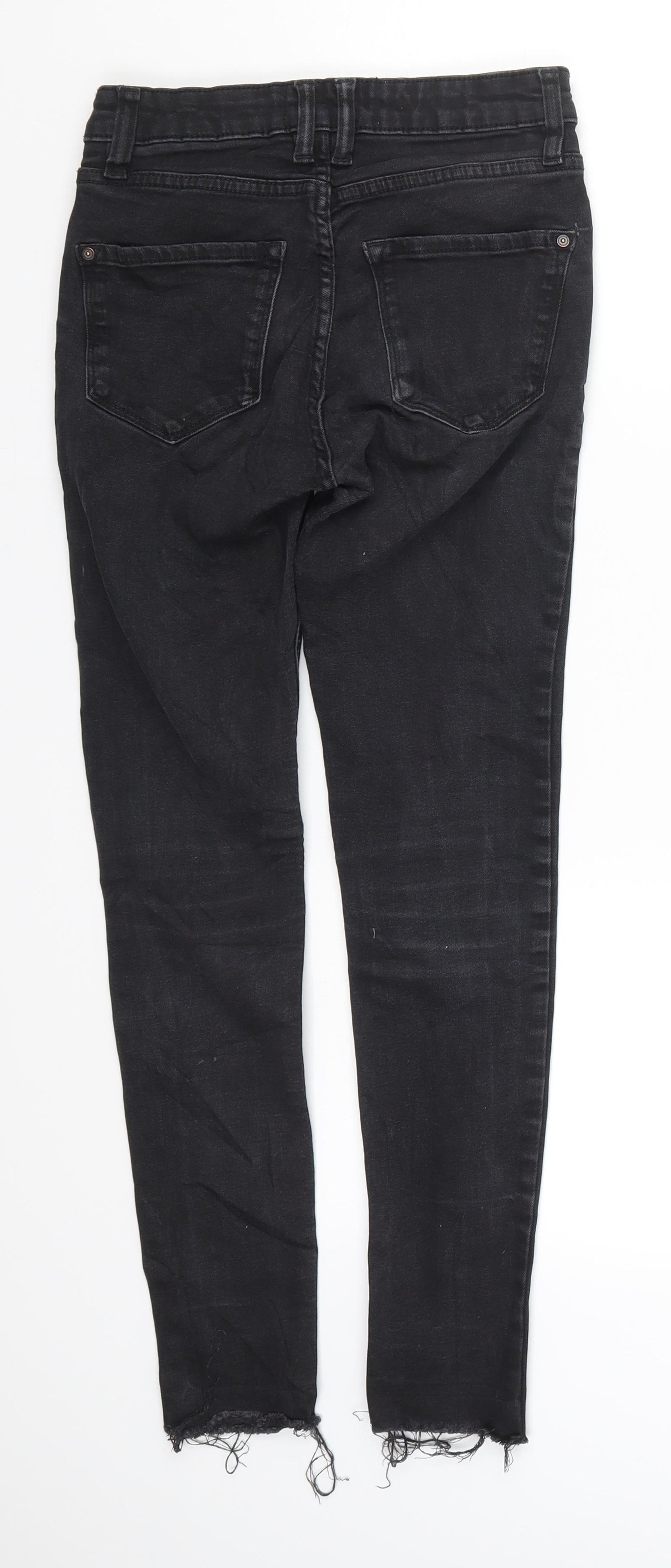 MNG Womens Black  Denim Skinny Jeans Size 4 L26 in - Distressed Hem