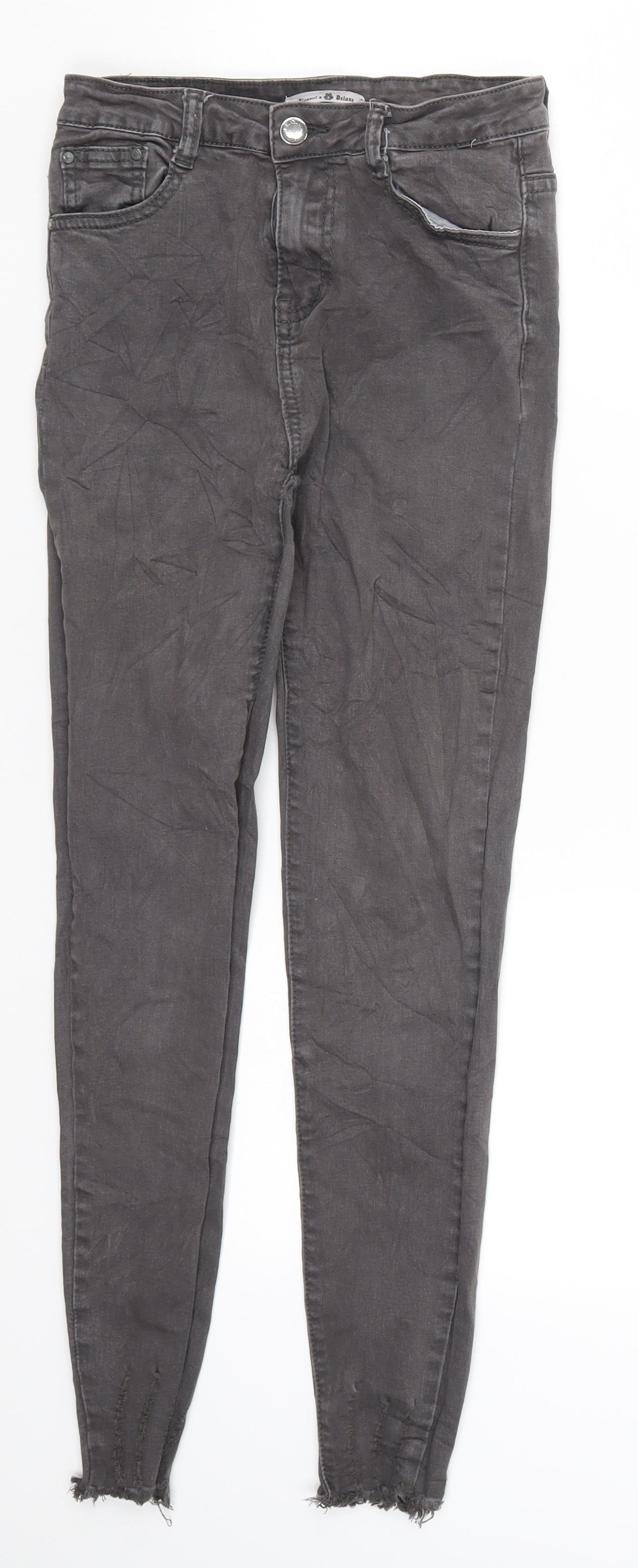 Elegants Deluxe Womens Grey  Denim Skinny Jeans Size 8 L25 in