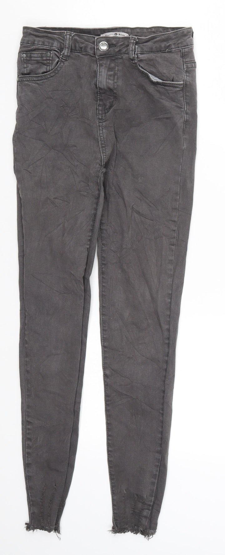 Elegants Deluxe Womens Grey Denim Skinny Jeans Size 8 L25 in