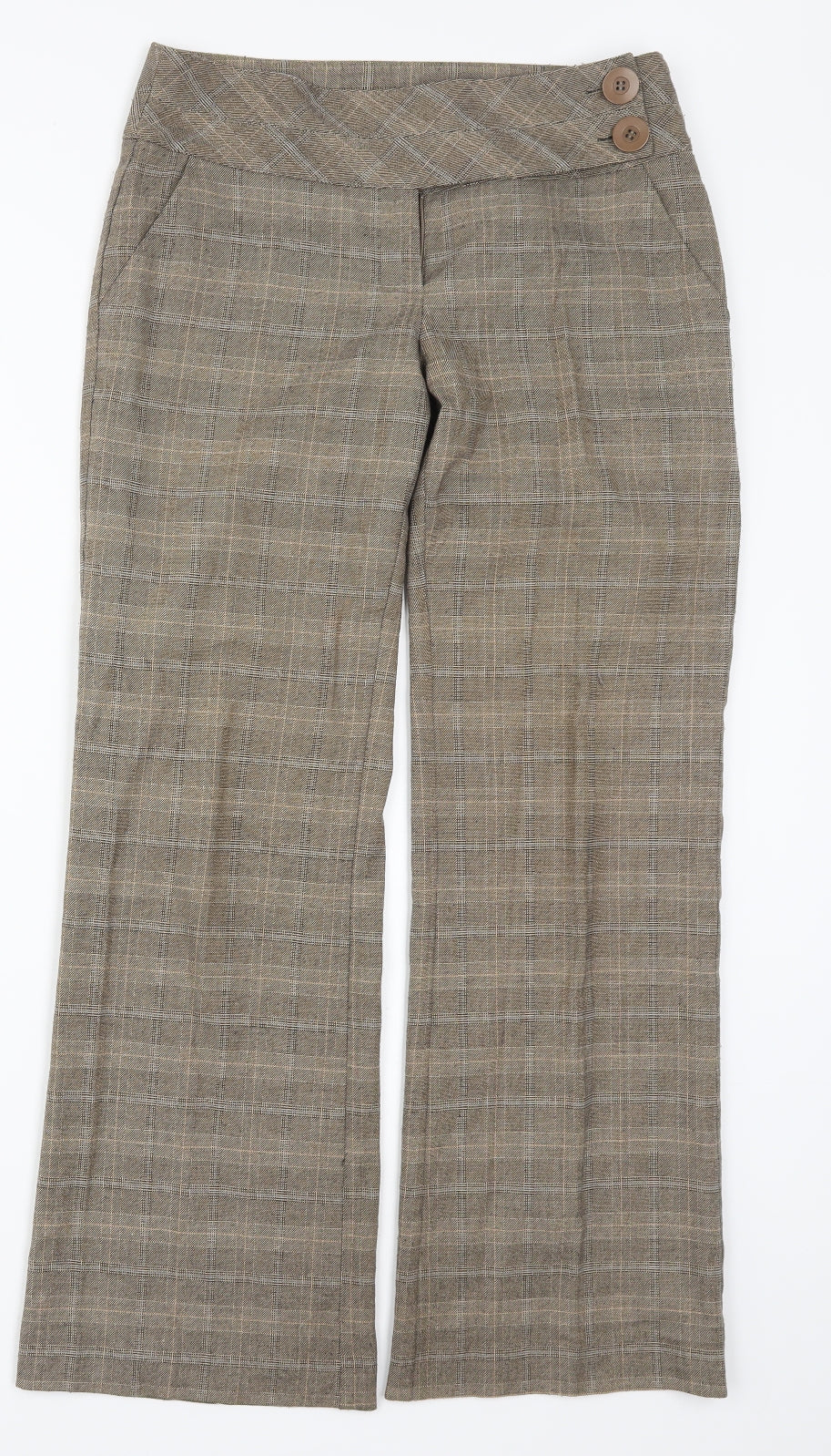 New Look Womens Brown Check  Trousers  Size 10 L29.5 in