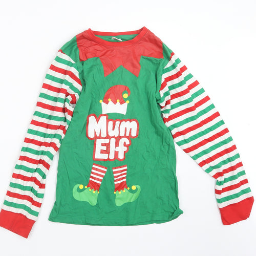 Pyjamas.com Womens Green Geometric  Top Pyjama Top Size 8  - Christmas