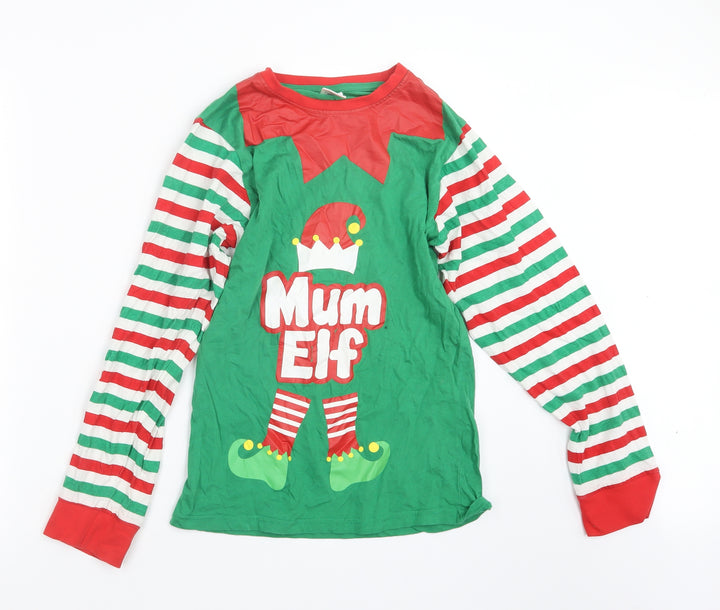 Pyjamas.com Womens Green Geometric Top Pyjama Top Size 8 - Christmas