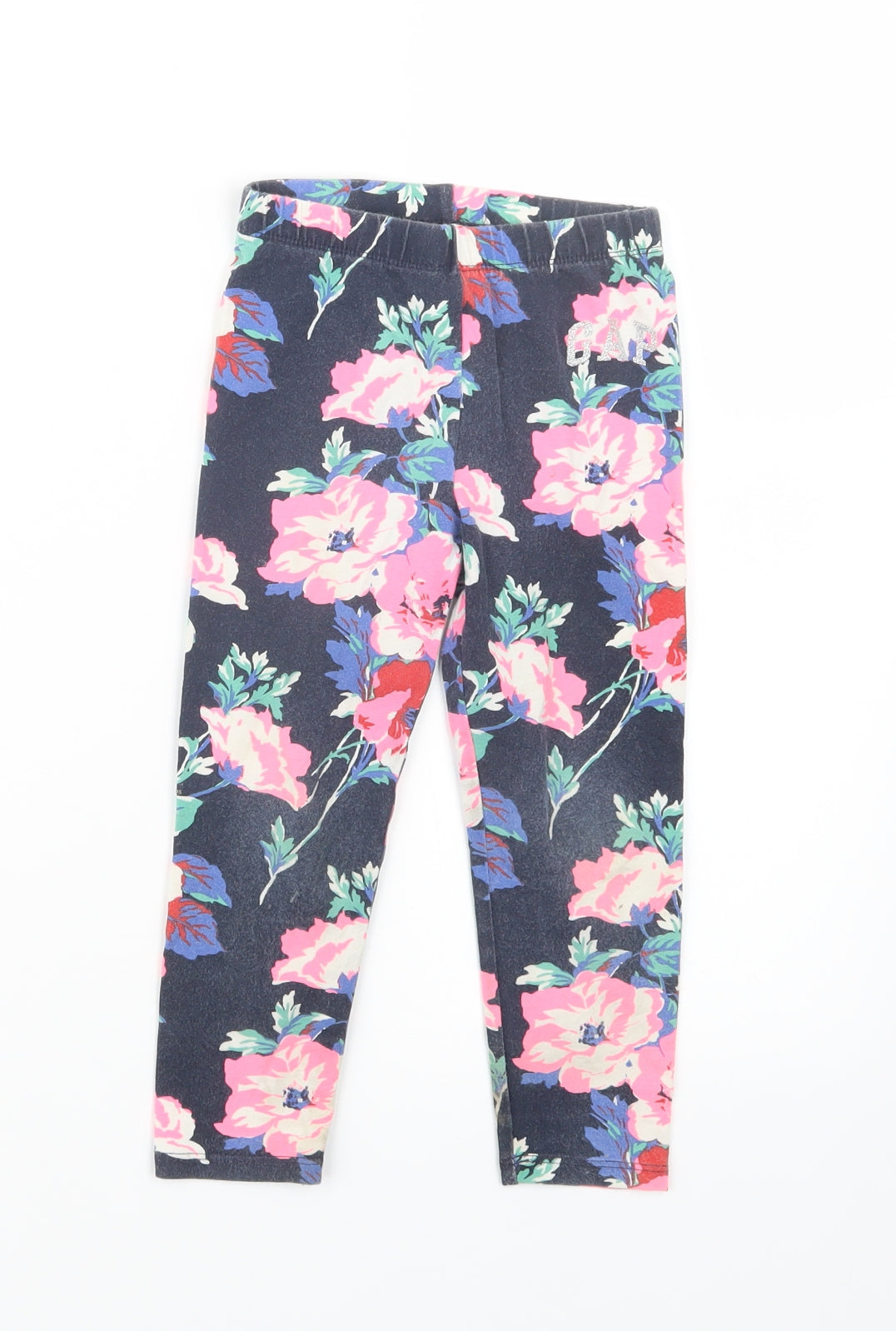 Gap Girls Black Floral  Carrot Trousers Size 3 Years