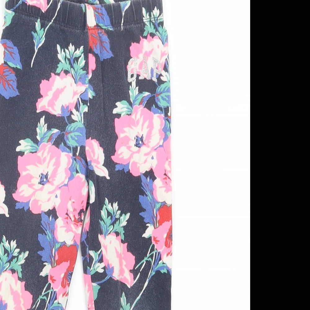 Gap Girls Black Floral  Carrot Trousers Size 3 Years