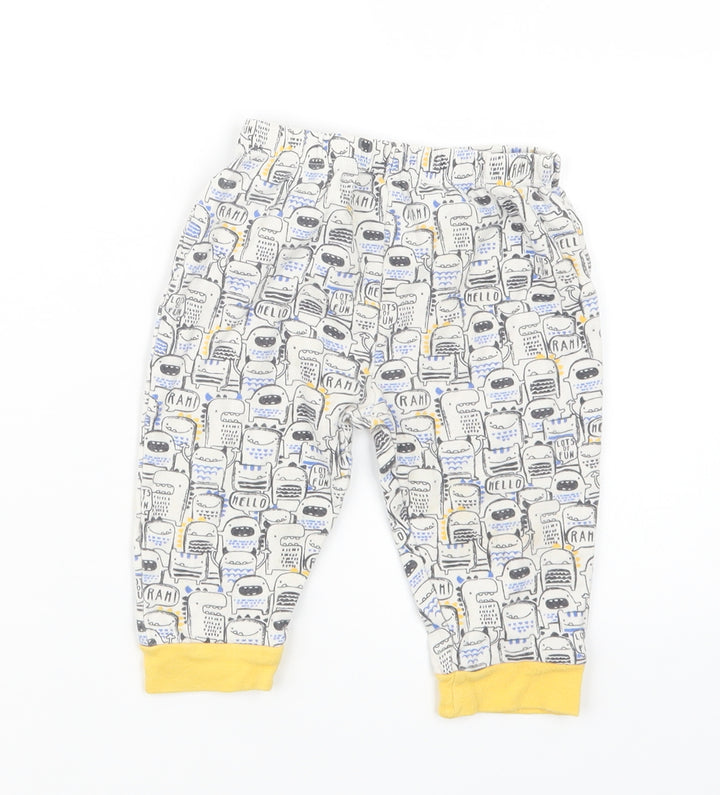 TU Boys White Geometric  Capri Trousers Size 9-12 Months