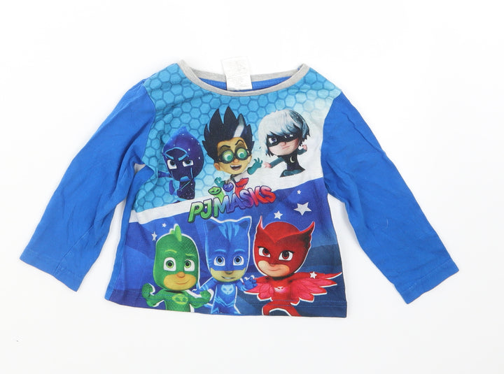 Preworn Boys Blue Geometric  Babydoll Pyjama Top Size 18-24 Months