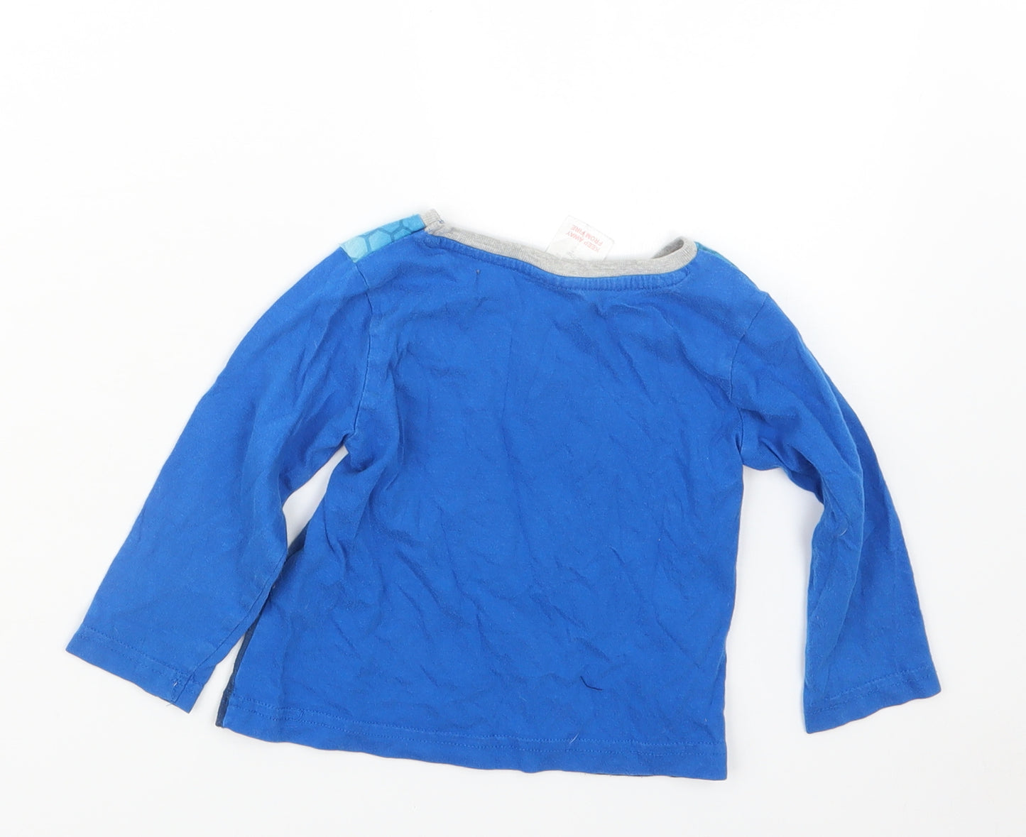 Preworn Boys Blue Geometric  Babydoll Pyjama Top Size 18-24 Months
