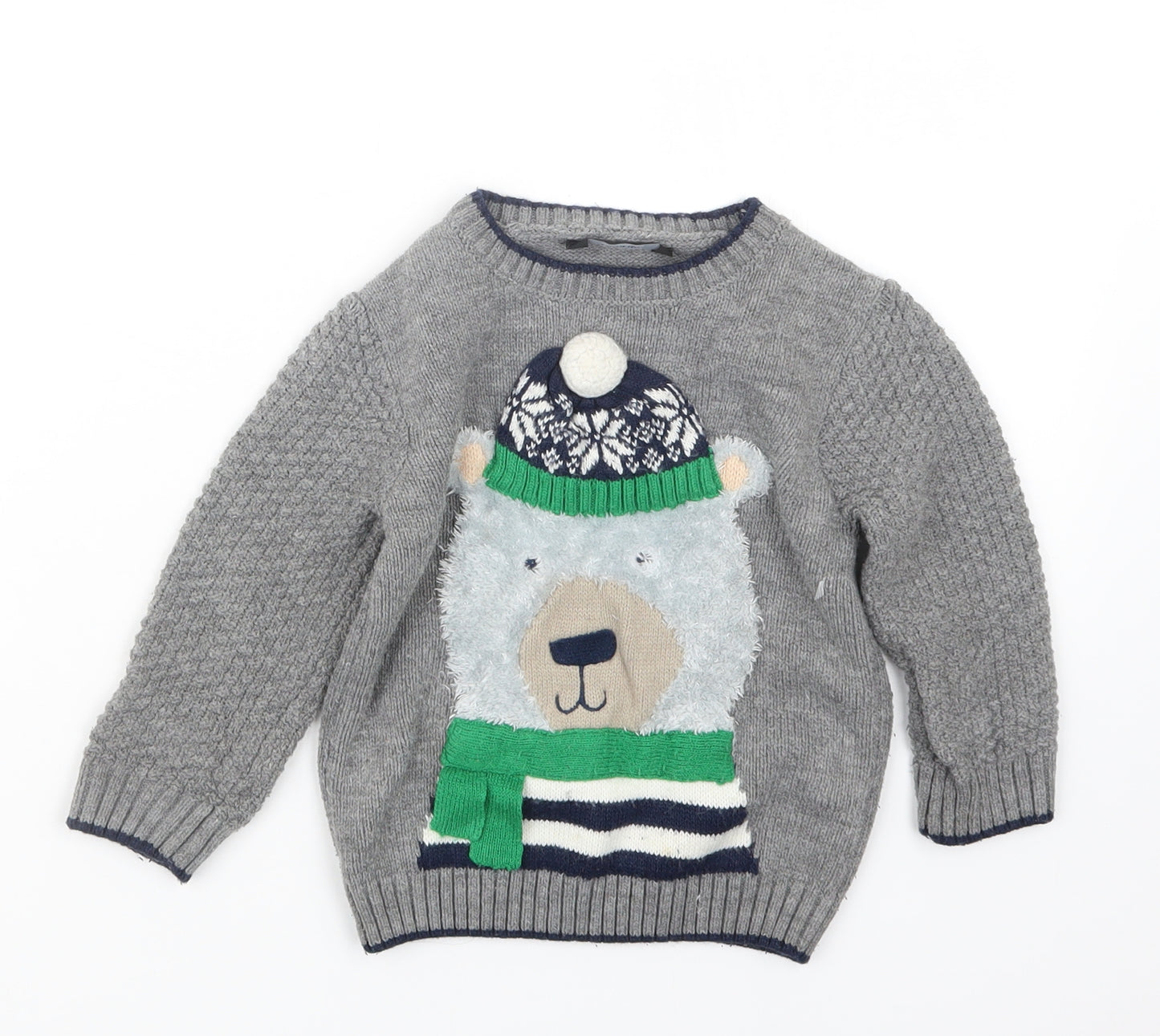 George Boys Grey  Knit Pullover Jumper Size 2-3 Years