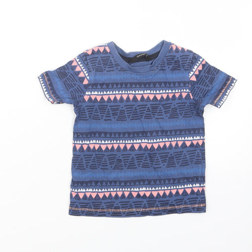 George Girls Blue Geometric  Basic T-Shirt Size 18-24 Months