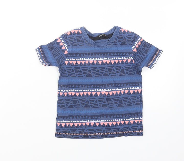 George Girls Blue Geometric  Basic T-Shirt Size 18-24 Months