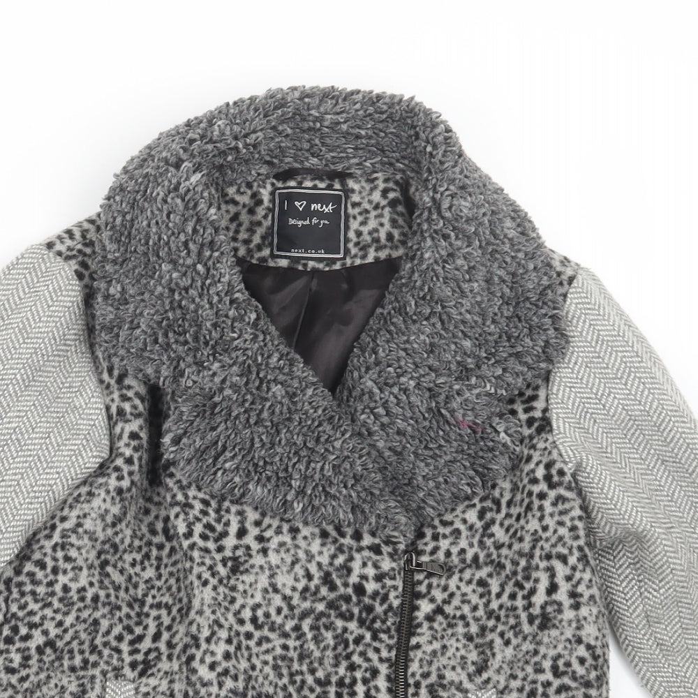 NEXT Girls Grey Animal Print  Jacket  Size 7-8 Years