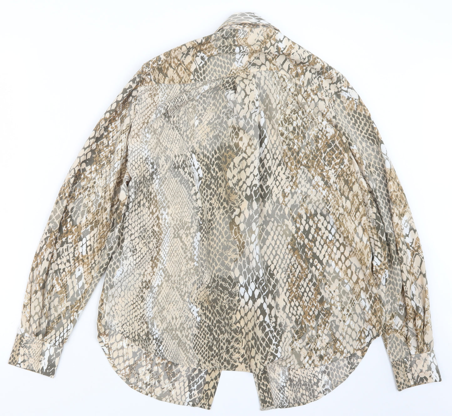 H&M Womens Beige Animal Print  Basic Button-Up Size 10