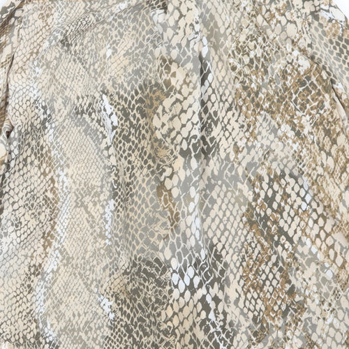 H&M Womens Beige Animal Print  Basic Button-Up Size 10