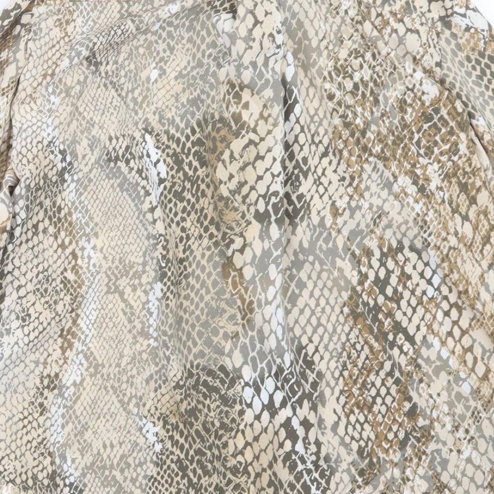 H&M Womens Beige Animal Print  Basic Button-Up Size 10