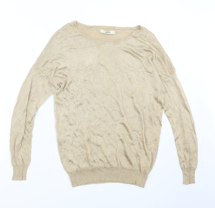 Oasis Womens Gold Pullover Jumper Size M