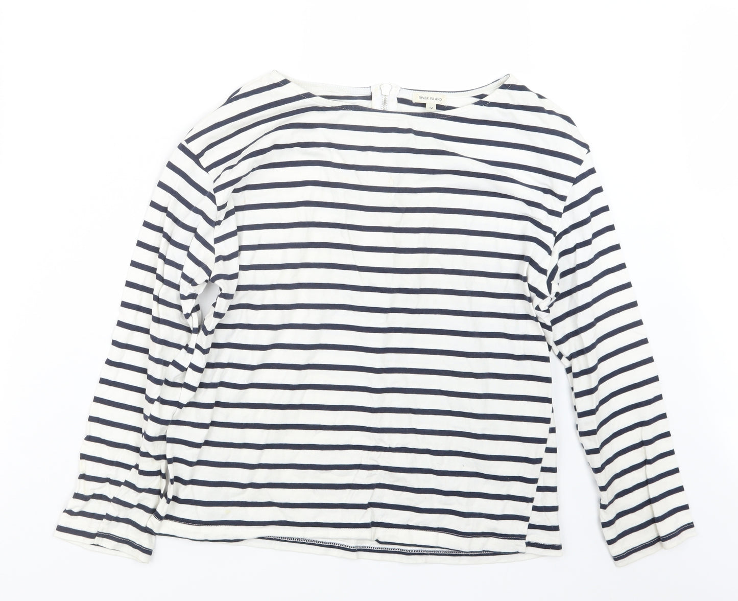 River Island Womens Blue Striped  Basic T-Shirt Size 12