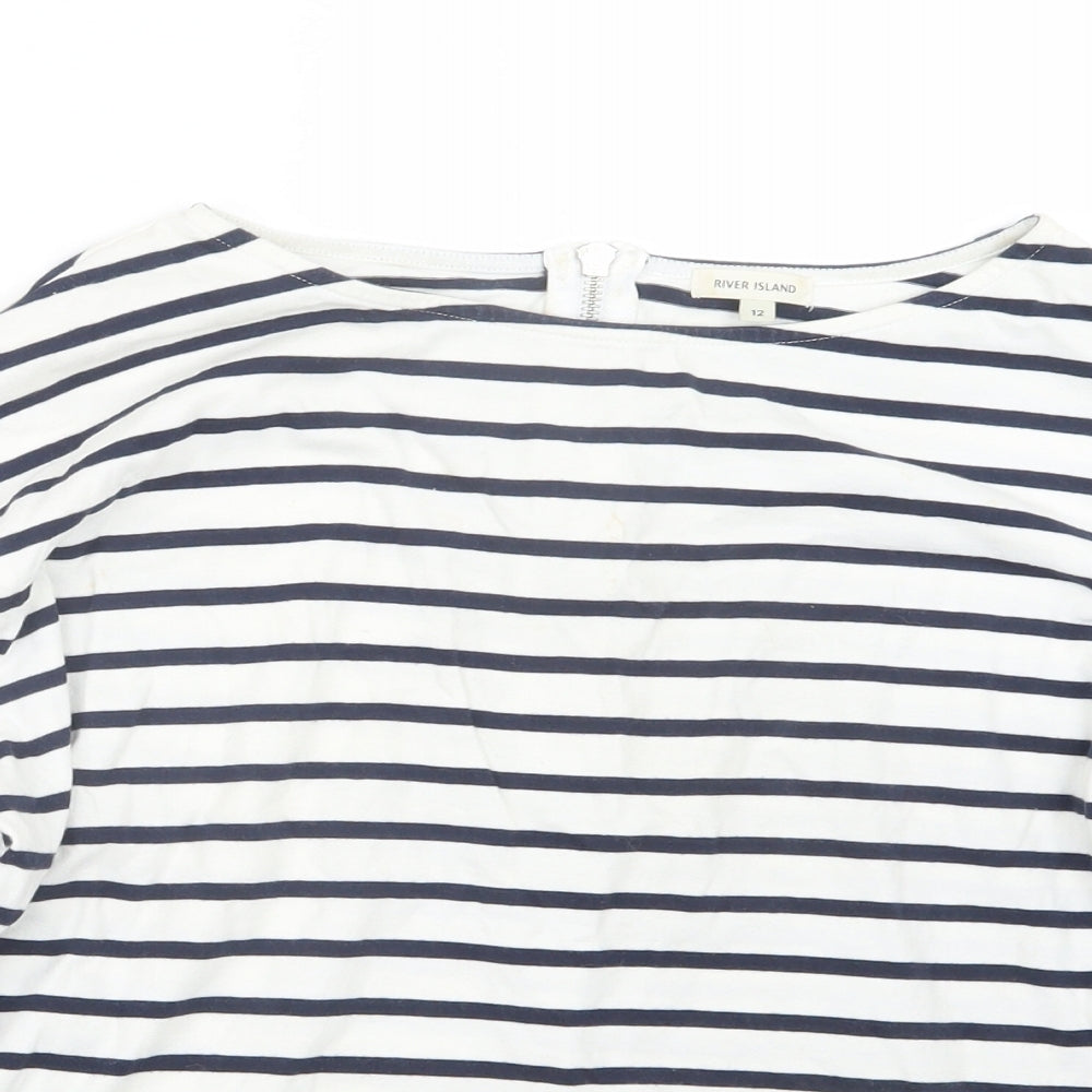 River Island Womens Blue Striped  Basic T-Shirt Size 12