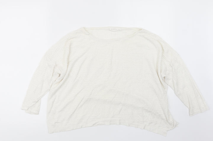Stradivarius Womens White Knit Pullover Jumper Size M