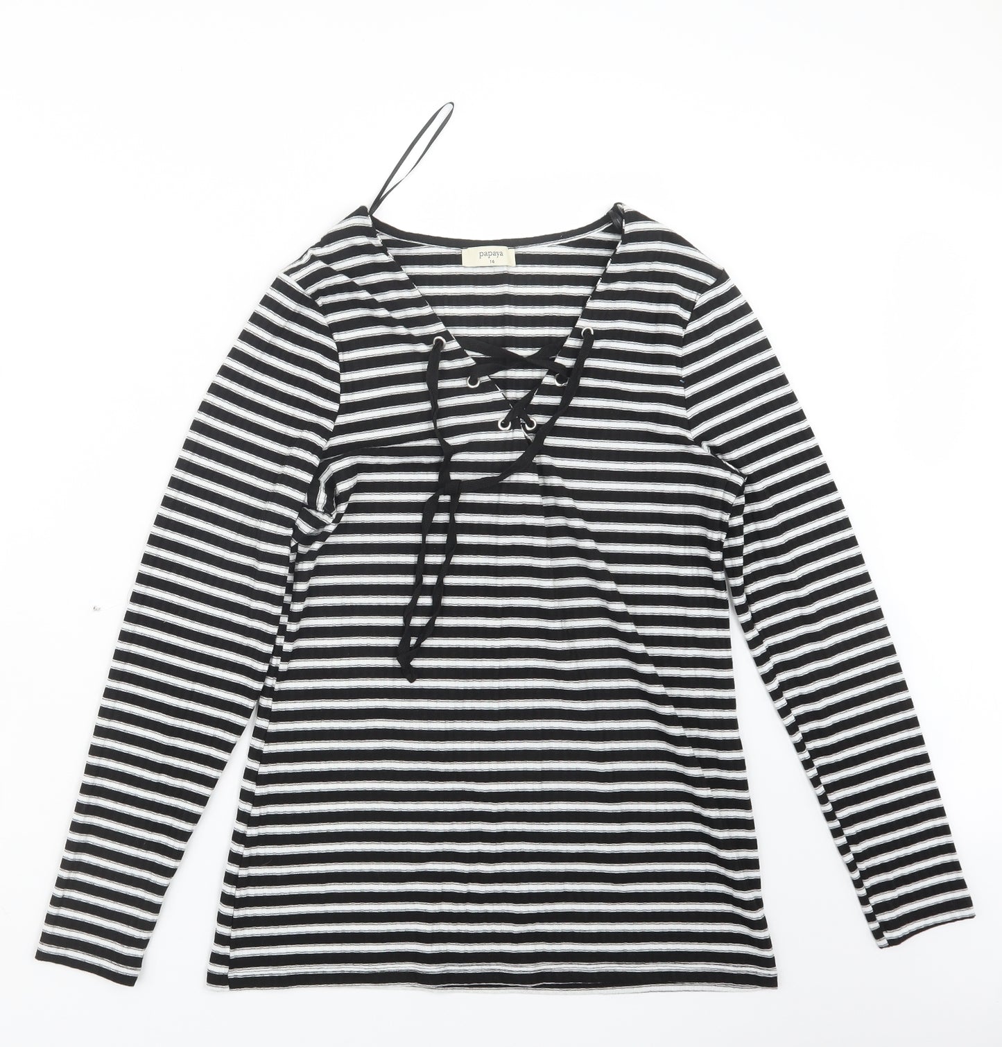 Papaya Womens Black Striped  Pullover Jumper Size 14