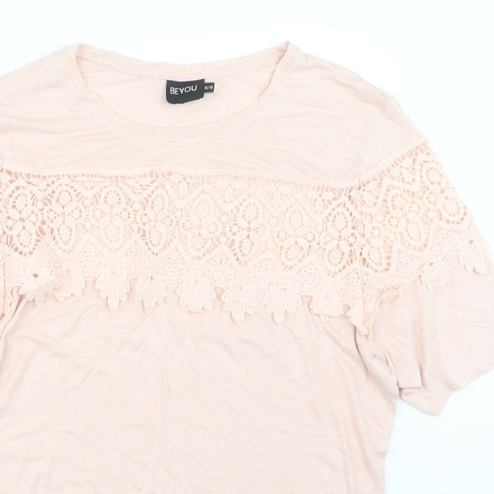 Be You  Womens Pink   Basic T-Shirt Size 16