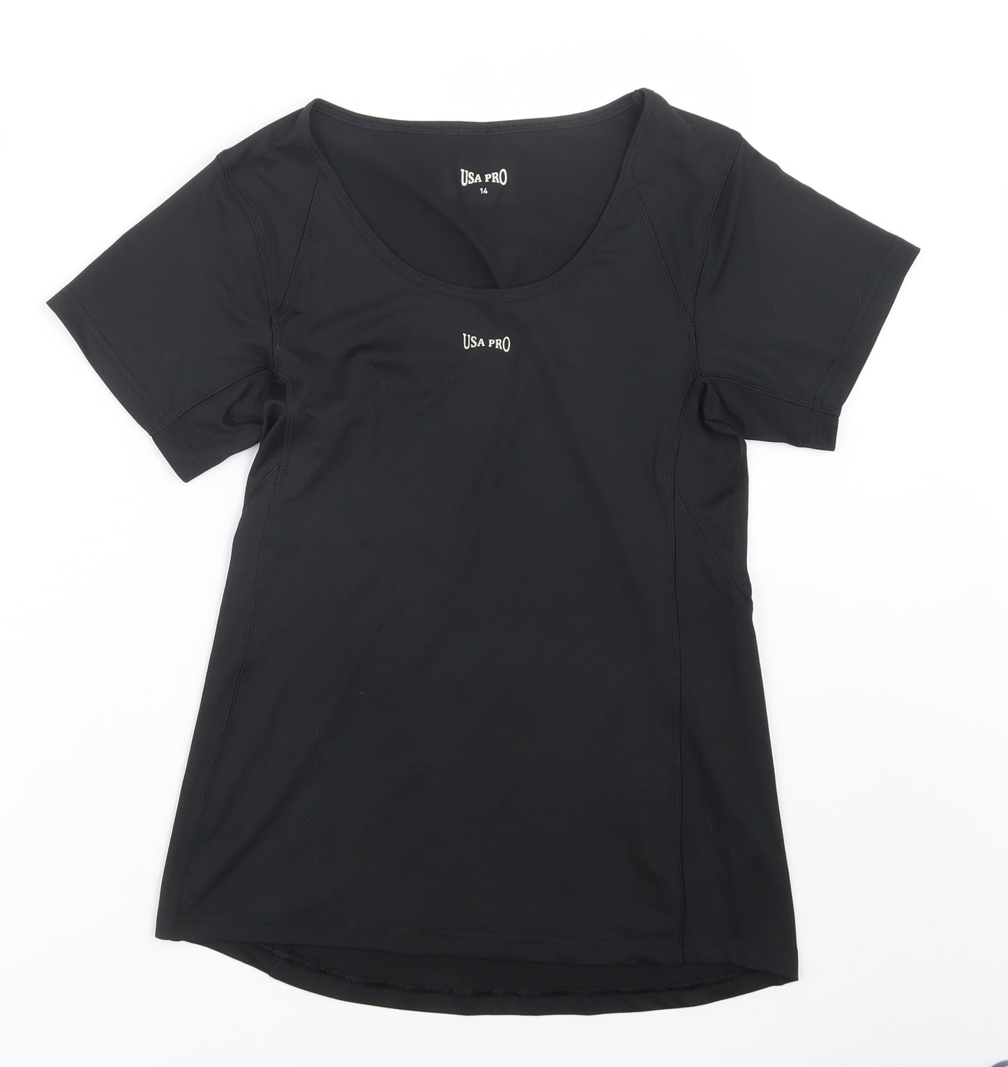 USA Pro Womens Black   Basic T-Shirt Size 14