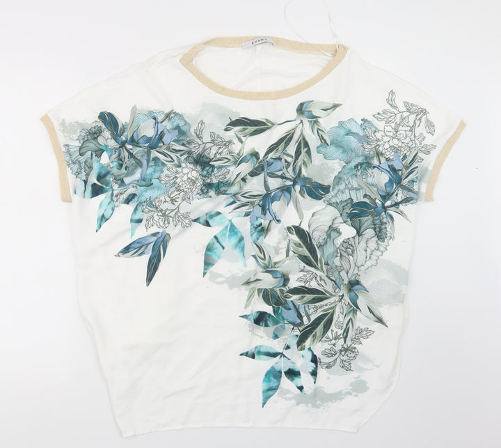 Evans Womens White Geometric Basic Blouse Size 10