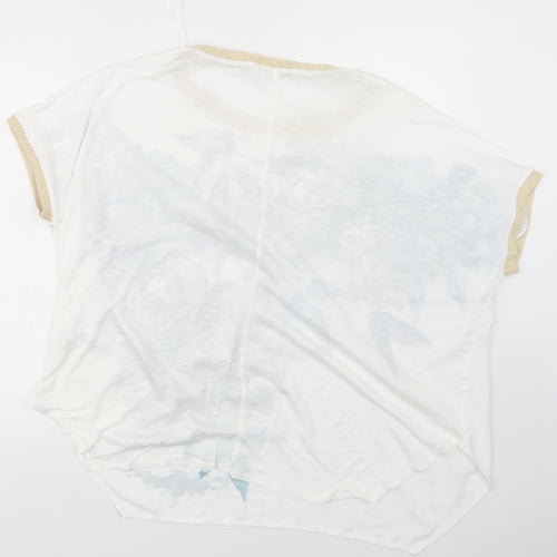 Evans Womens White Geometric  Basic Blouse Size 10