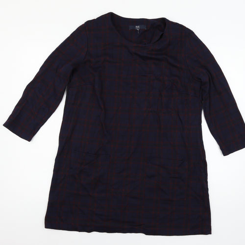 Isle Womens Blue Plaid  Mini  Size 14