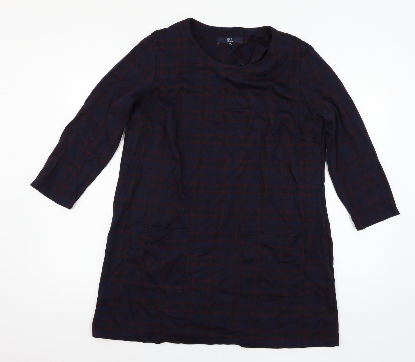 Isle Womens Blue Plaid  Mini  Size 14