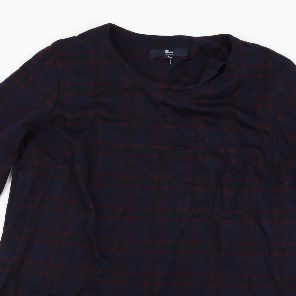 Isle Womens Blue Plaid  Mini  Size 14