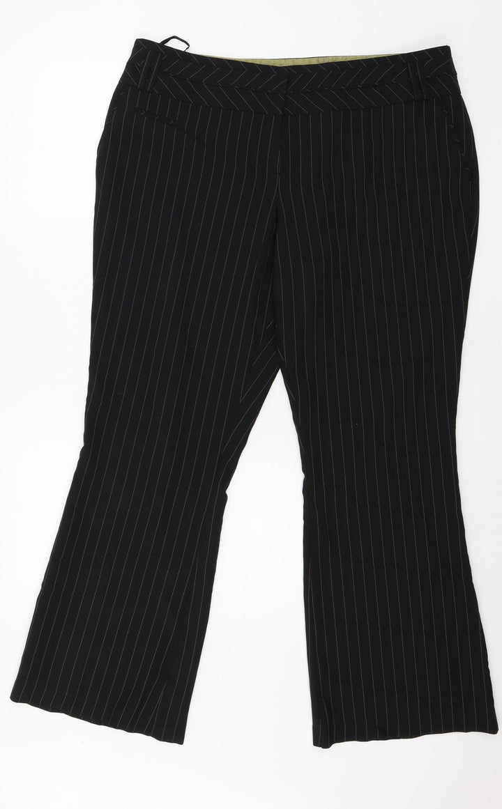 E-vie Womens Black Striped Trousers Size 18 L31 in