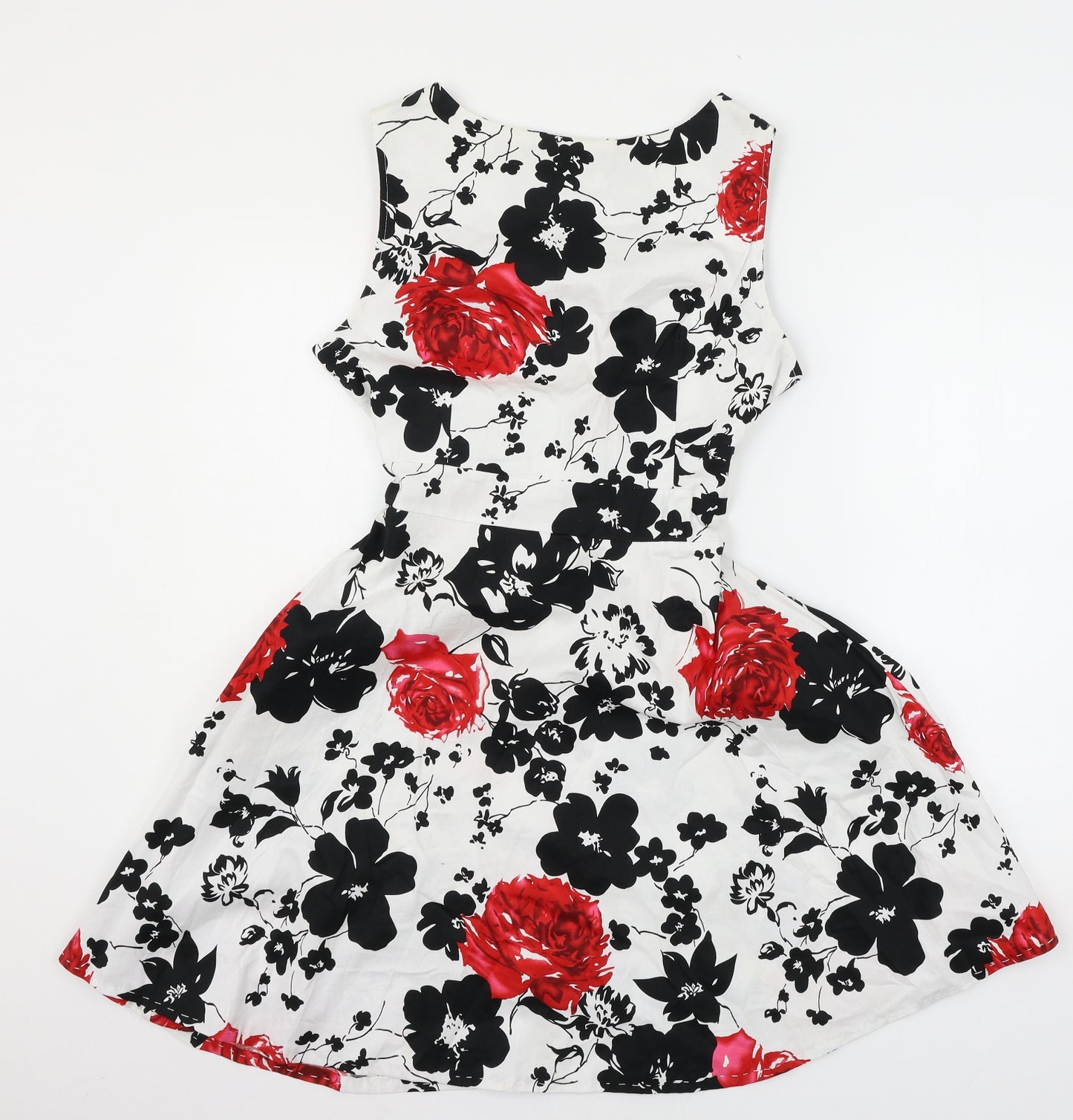 Preworn Womens White Floral  Fit & Flare  Size L