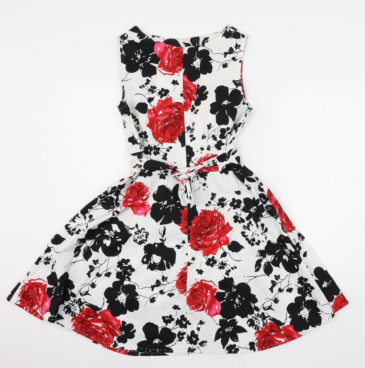 Preworn Womens White Floral  Fit & Flare  Size L