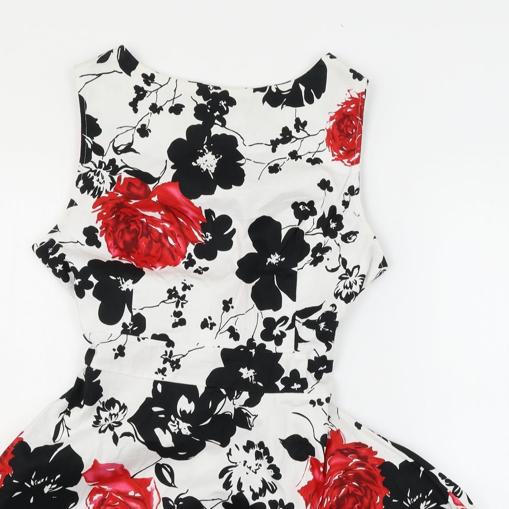 Preworn Womens White Floral  Fit & Flare  Size L