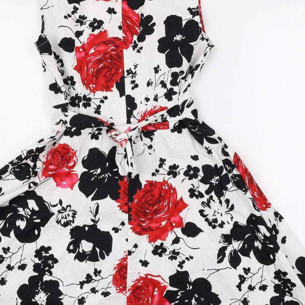 Preworn Womens White Floral  Fit & Flare  Size L