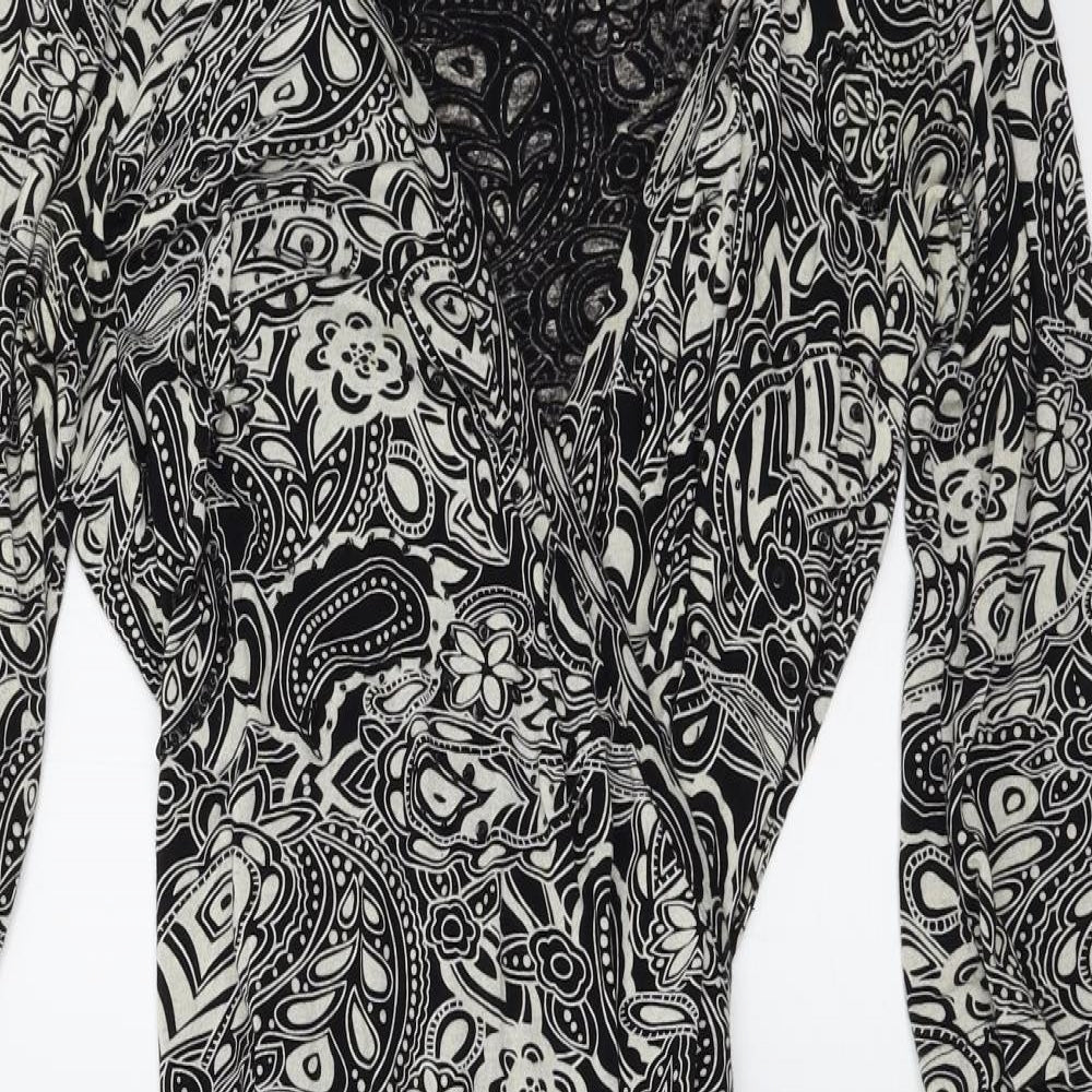 New Look Womens Black Geometric Jersey Wrap Dress  Size 14
