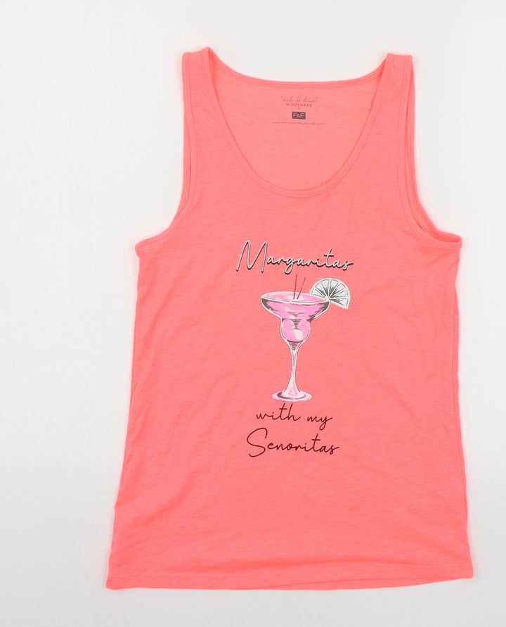 F&F Womens Pink Solid Jersey Top Pyjama Top Size 6 - Margaritas