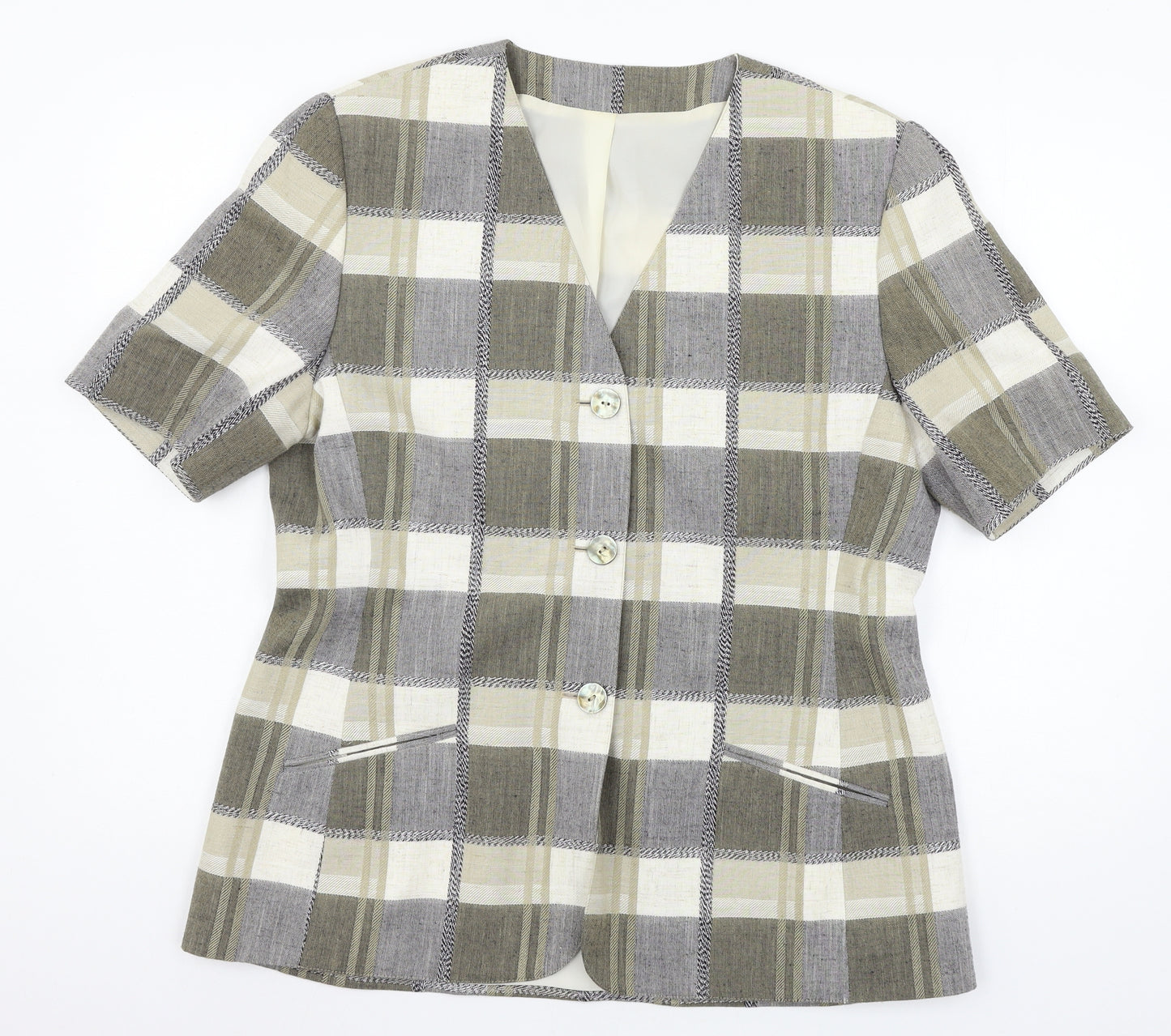 St Michael Womens Beige Plaid  Jacket  Size 18