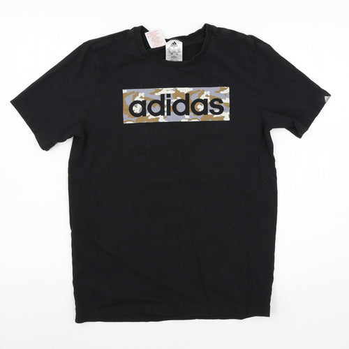 adidas Boys Black  Jersey Basic T-Shirt Size 13-14 Years