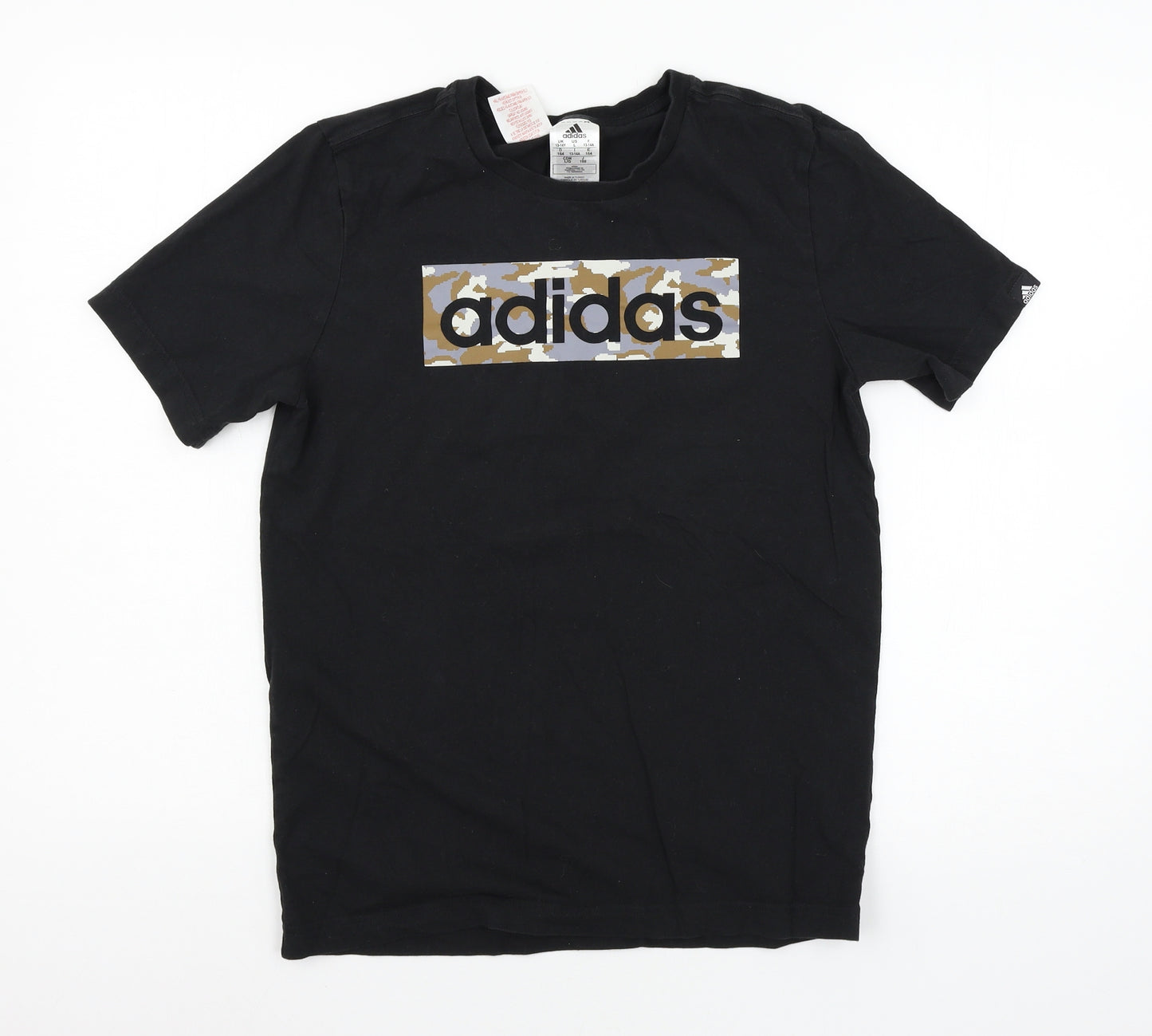 adidas Boys Black  Jersey Basic T-Shirt Size 13-14 Years