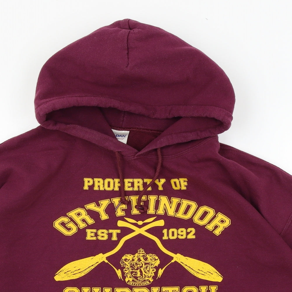 Gildan Mens Purple  Jersey Pullover Hoodie Size L  - Gryffindor