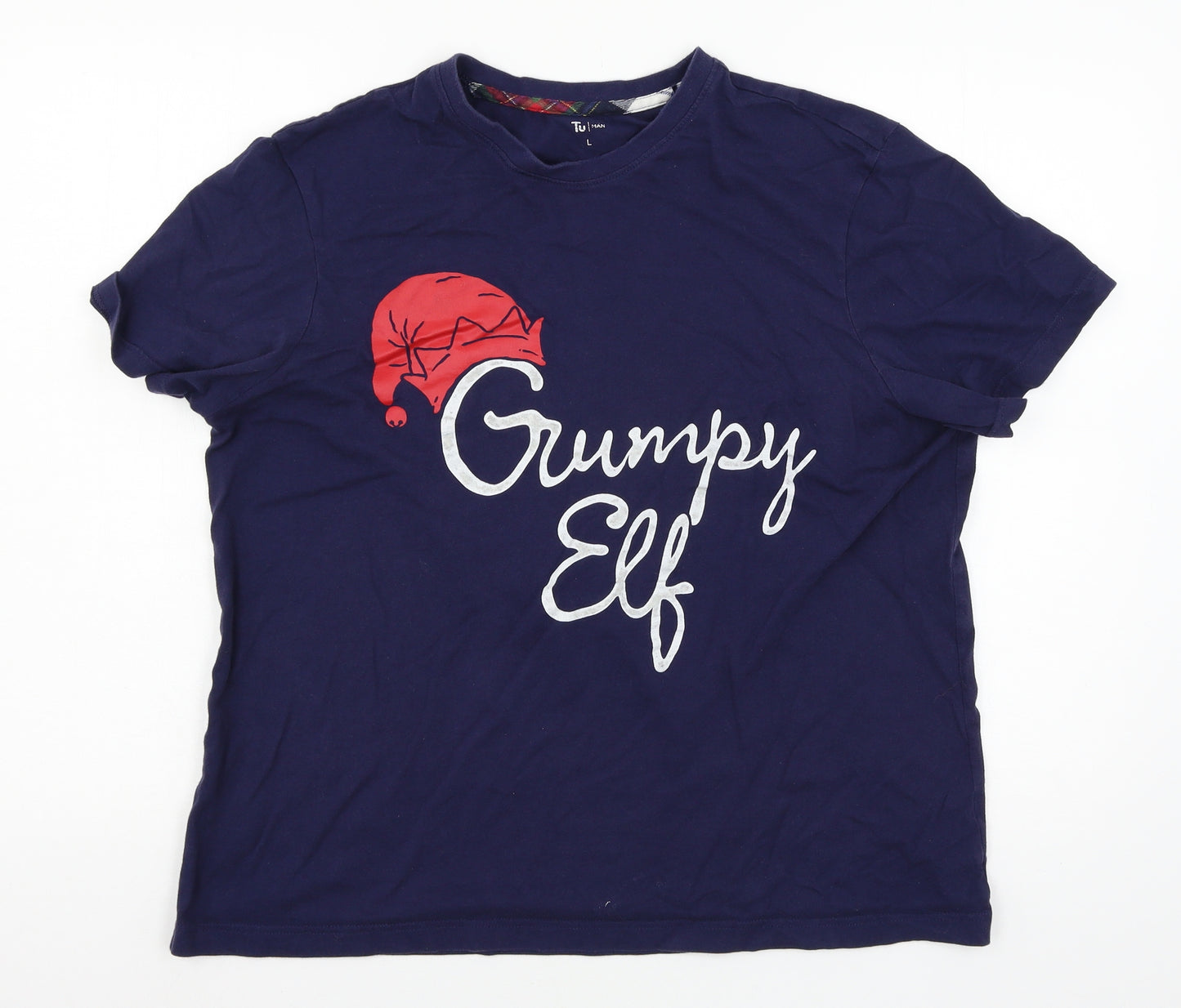 TU Mens Blue  Jersey  T-Shirt Size L  - Grumpy elf