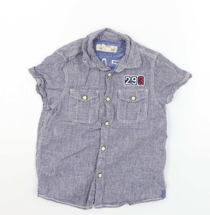 H&M Boys Blue Check  Basic Button-Up Size 7 Years  - Beach Point