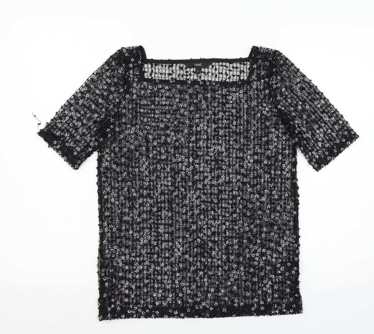 NEXT Womens Black  Mesh Basic T-Shirt Size 6