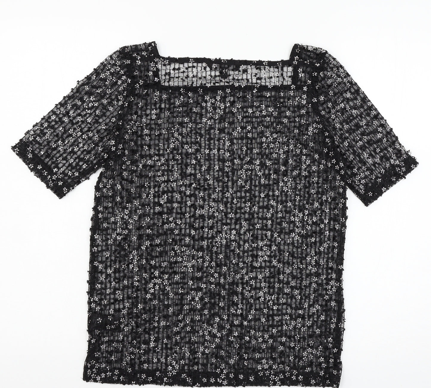 NEXT Womens Black  Mesh Basic T-Shirt Size 6