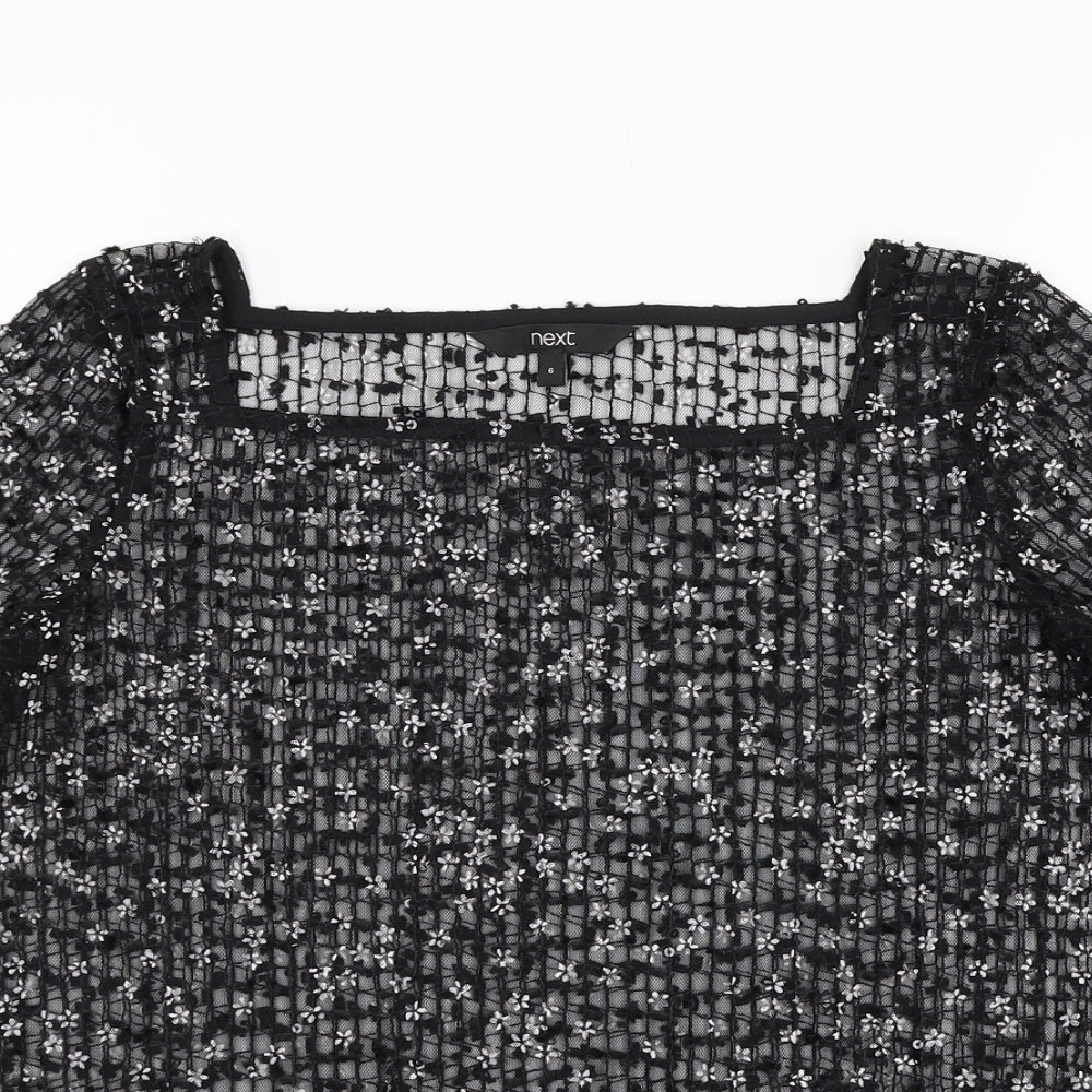 NEXT Womens Black  Mesh Basic T-Shirt Size 6
