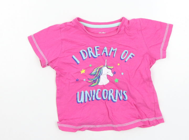 Studio Girls Pink  Jersey Basic T-Shirt Size 3-4 Years  - Unicorn