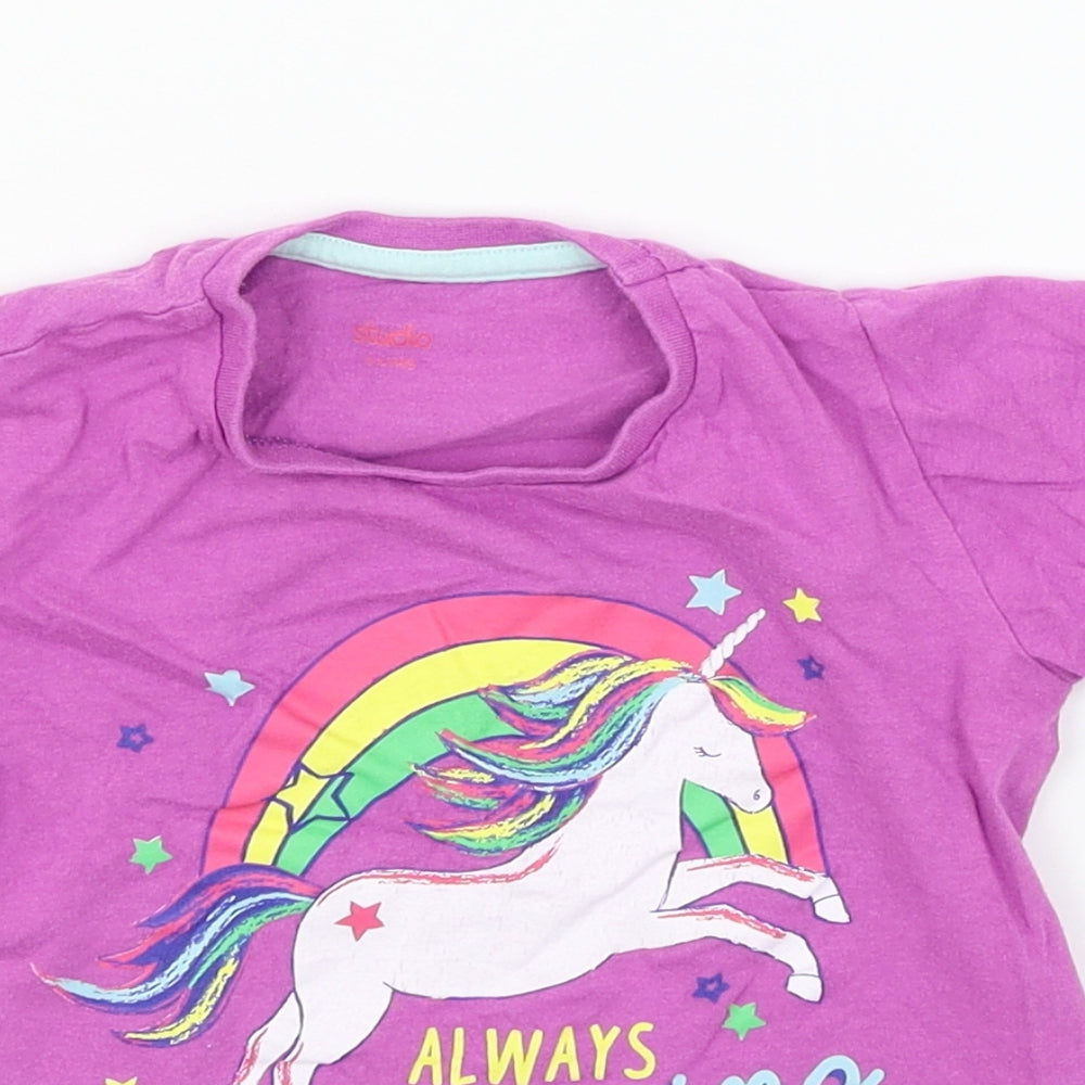 Studio Girls Purple  Jersey Basic T-Shirt Size 3-4 Years  - Unicorn