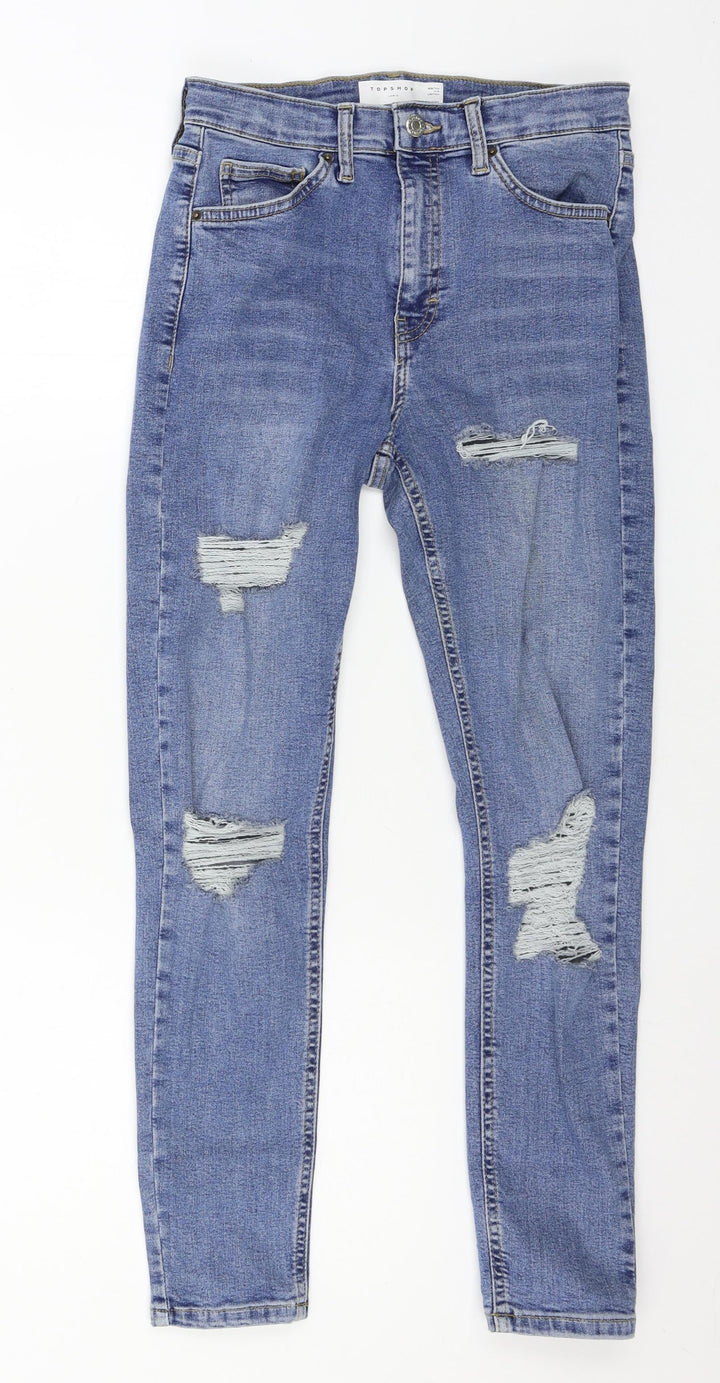 Topshop Womens Blue Denim Straight Jeans Size 28 in L30 in